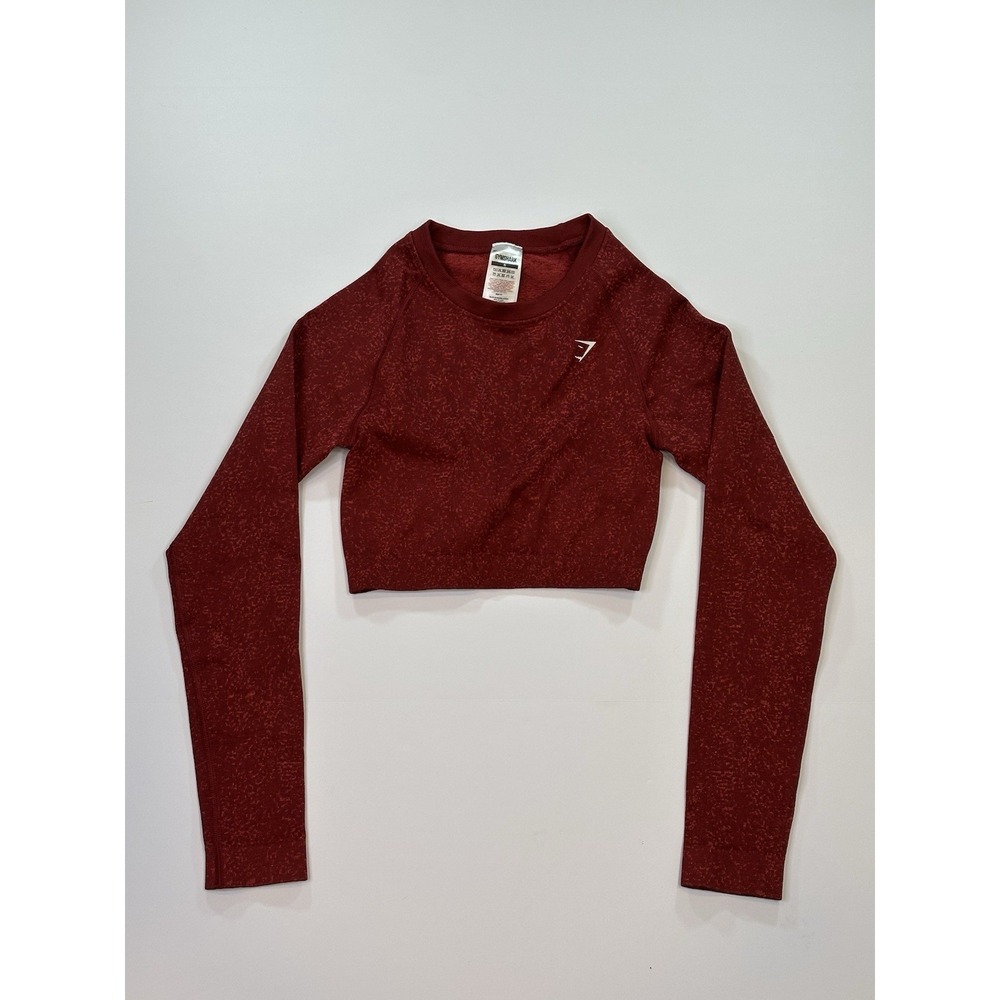 Gymshark Adapt Fleck Seamless Long Sleeve Crop | Burgundy Red | S